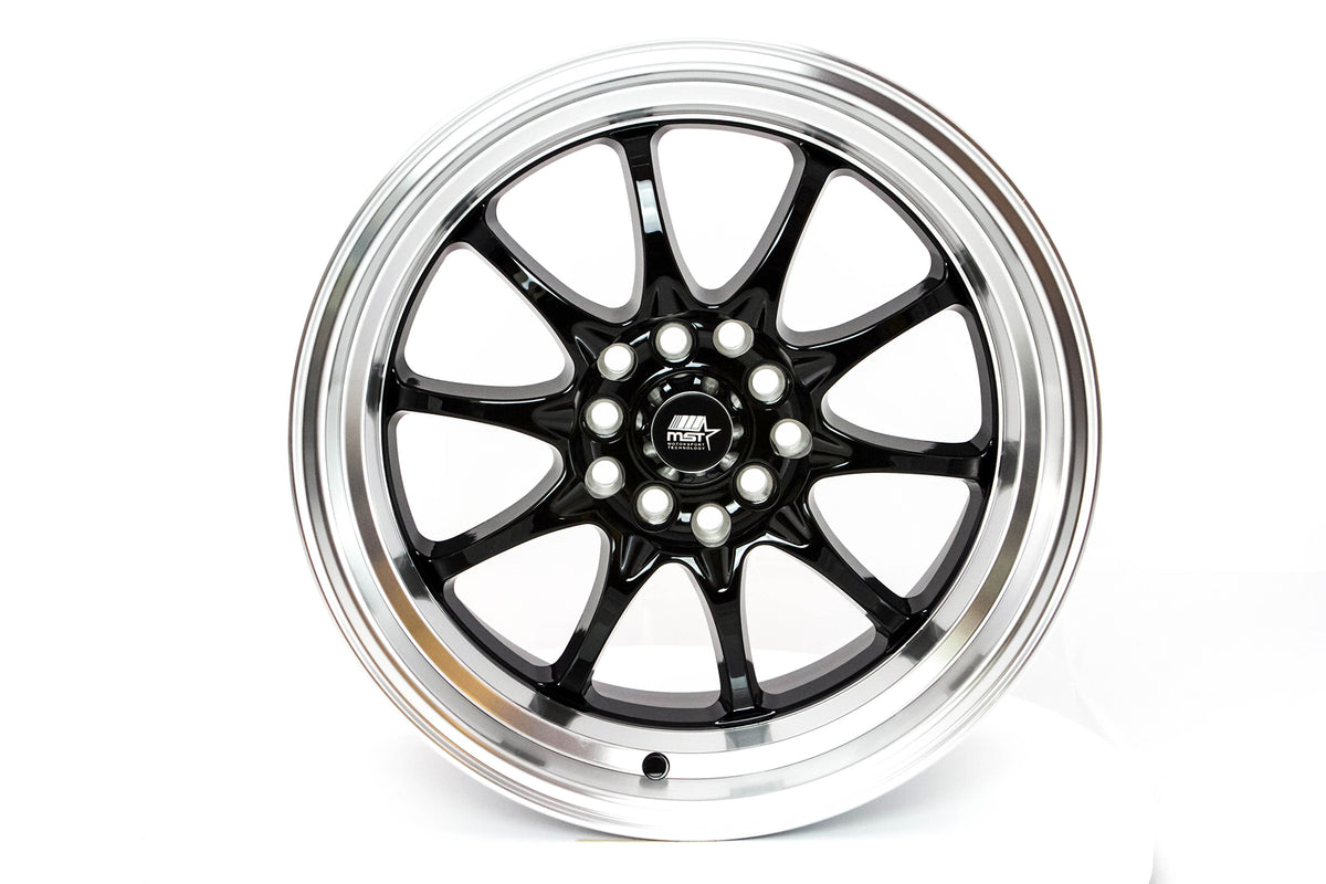 MST WHEELS MT11 - Black w/Machine Lip - 16x8.0 5x100/5x114.3 Offset +15