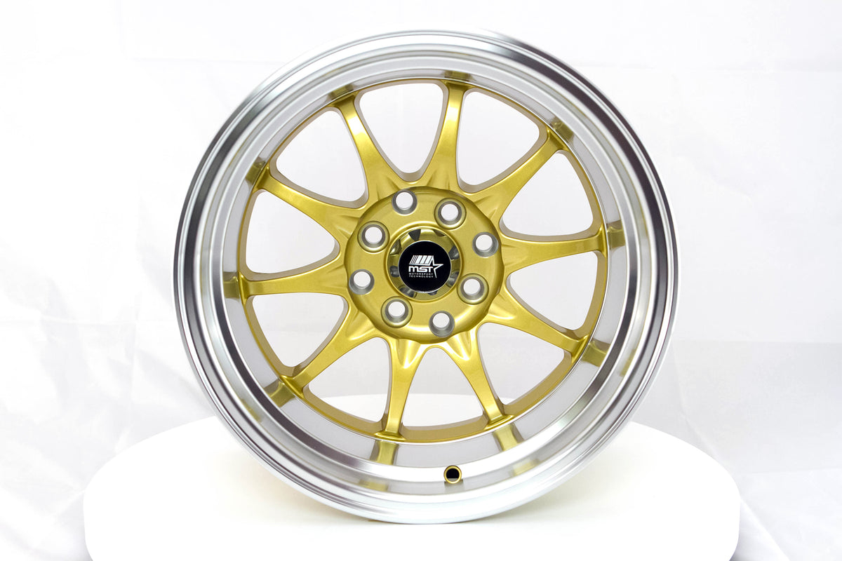 MST WHEELS MT11 - Gold w/Machined Lip - 15x8.0 4x100/4x114.3 Offset +0