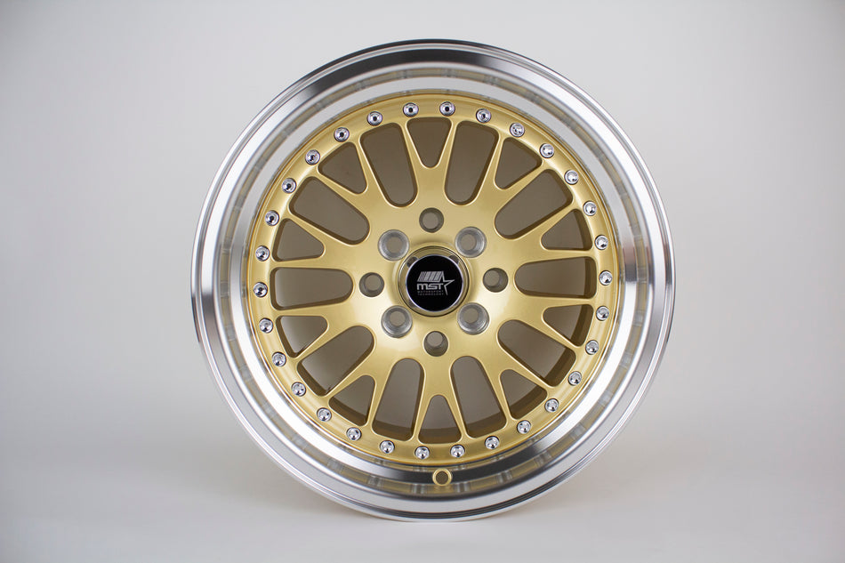 MT10 - Gold w/Machined Lip - 15x8.0 4x100/4x114.3 Offset +25