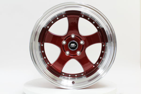 MT07 - Candy Red w/Machined Lip - 18x9.5 5x114.3 Offset +20
