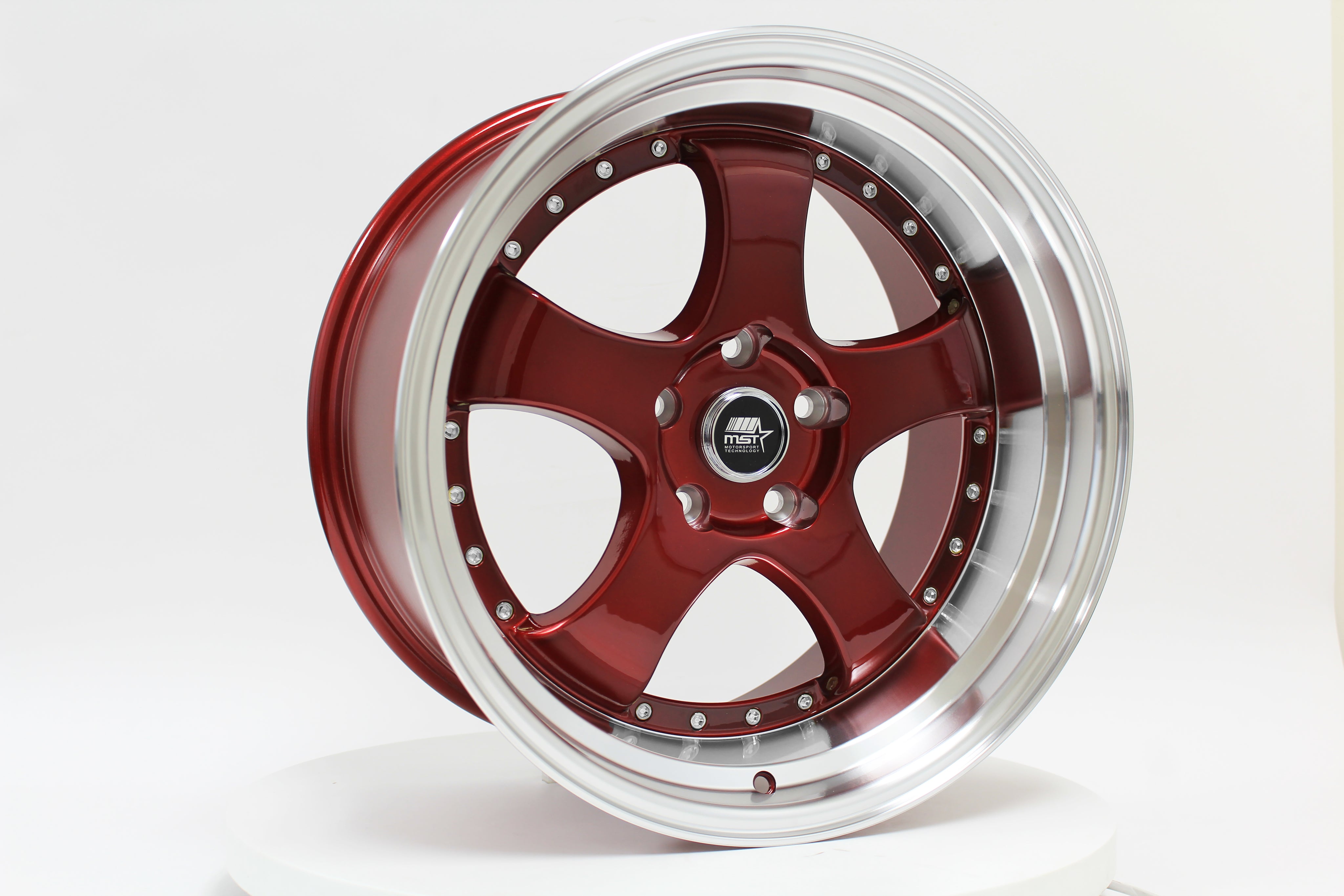 MT07 Candy Red w/Machined Lip 18x9.5 5x114.3 Offset +20 | MST Wheels ...