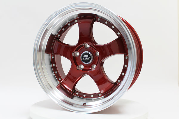 MT07 - Candy Red w/Machined Lip - 18x9.5 5x114.3 Offset +20