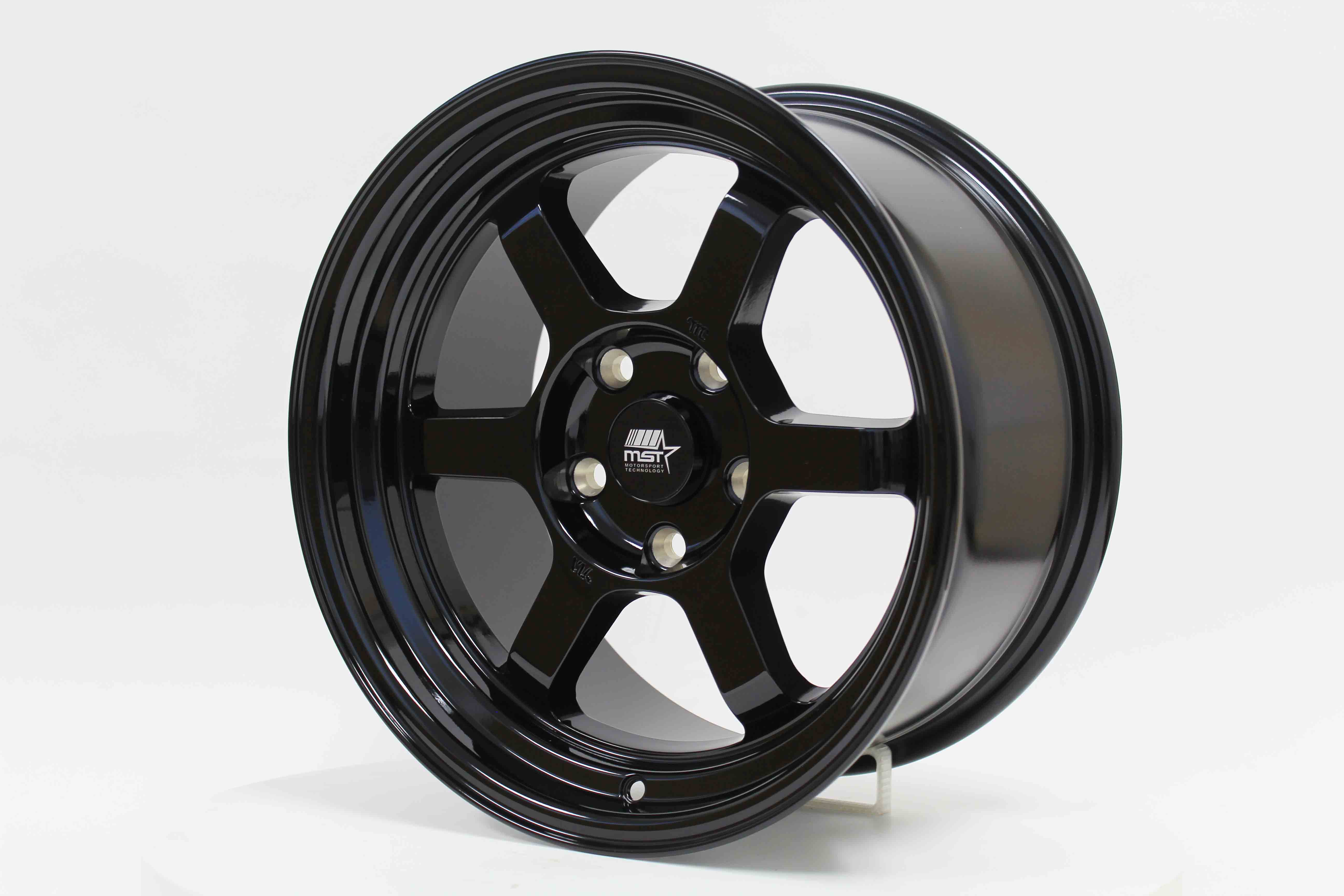 Time Attack Glossy Black 16x8.0 5x114.3 Offset +20 | MST Wheels