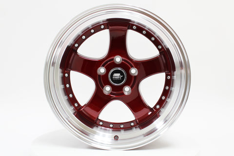 MT07 - Candy Red w/Machined Lip - 17x9.0 5x114.3 Offset +20