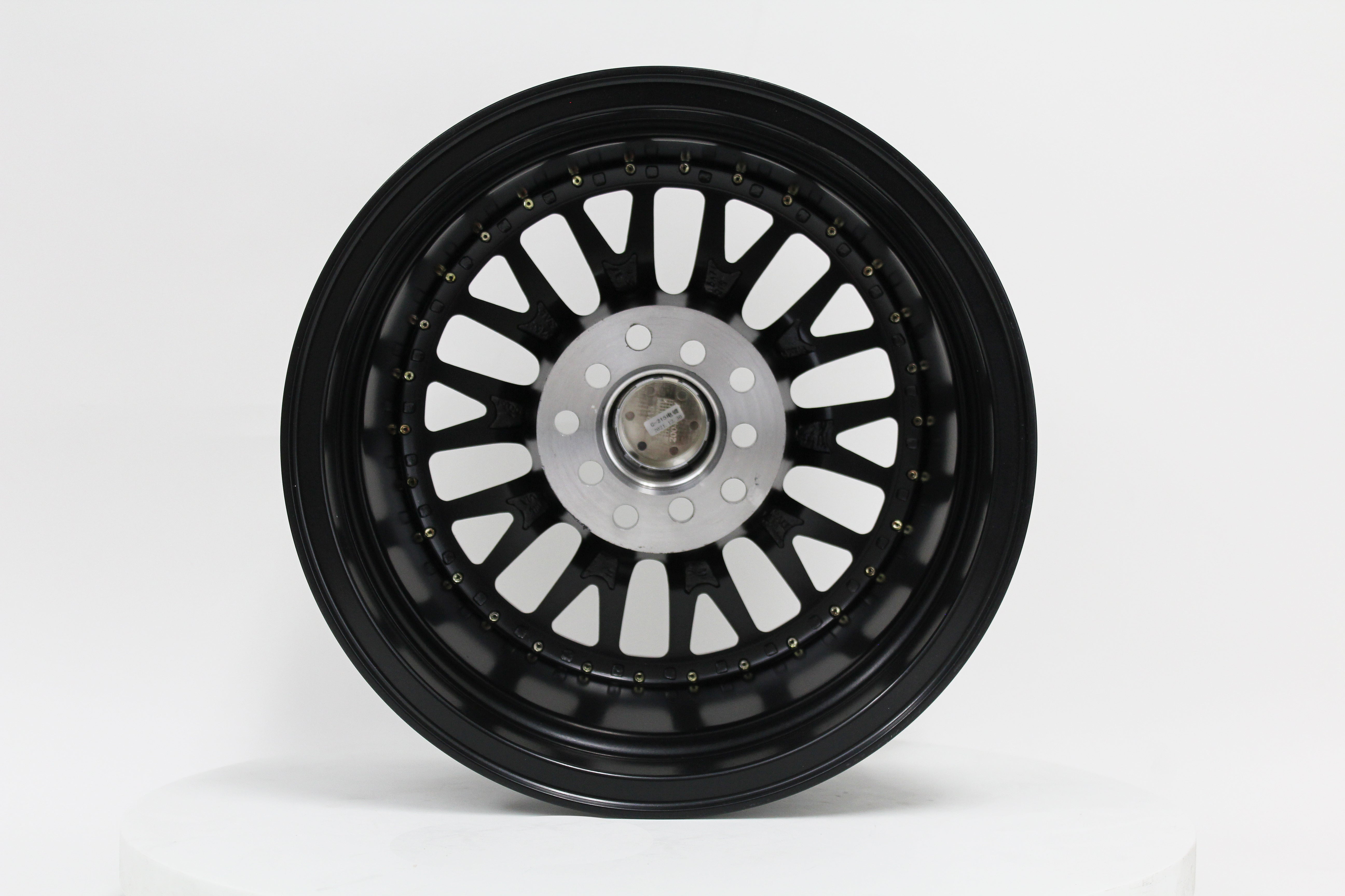 MT10 Matte Black w/Gold Rivets 15x7.0 5x100/5x114.3 Offset +20