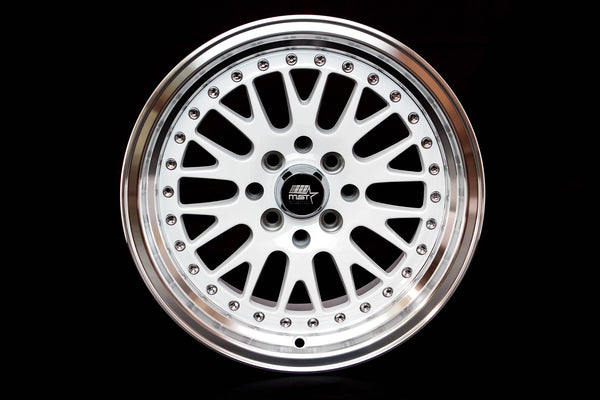 MST WHEELS MT10 - White w/Machined Lip - 15x8.0 4x100/4x114.3 Offset +25