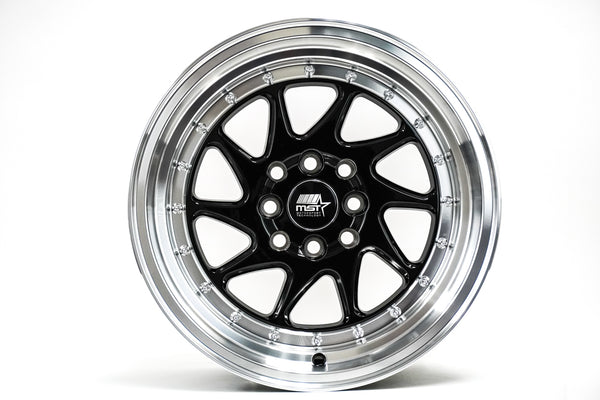 MST WHEELS MT28 - Black w/ Machined Lip - 15x8.0 4x100/4x114.3 Offset +20