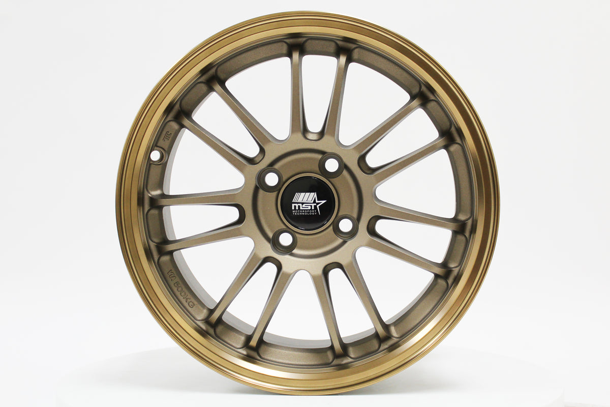 MST Wheels MT45 - Matte Bronze w/Bronze Machined Lip - 15X7.0 4X100 Offset +35 FLOW FORMED